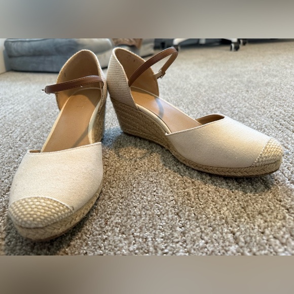 LOFT Cream Espadrille Wedge Sandals - Picture 2 of 5